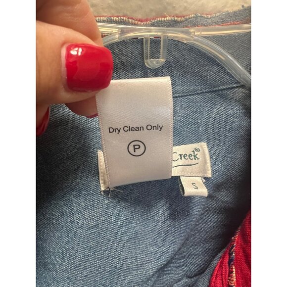 Coldwater Creek Red Multicolor Striped Jacket Button Front Cotton Blend Long Sle - Picture 4 of 7